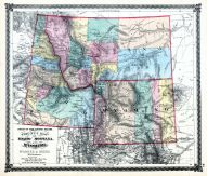 Idaho, Montana and Wyoming States Map, Illinois State Atlas 1875